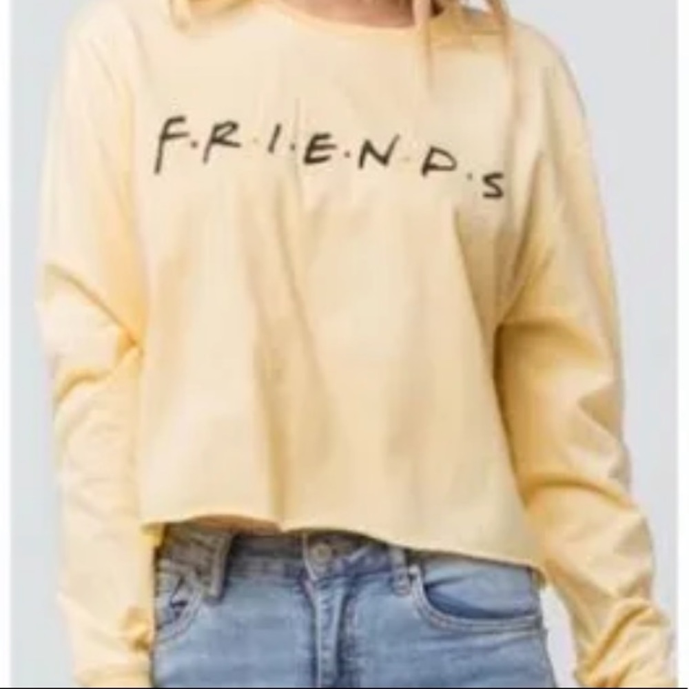 FRIENDS YELLOW LONG SLEEVE CROP TEE